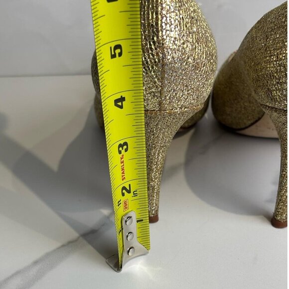 Kate Spade Women Glitter Effect Cross Strap Sequin High Heels Shoes Gold Size 8 - Picture 9 of 11